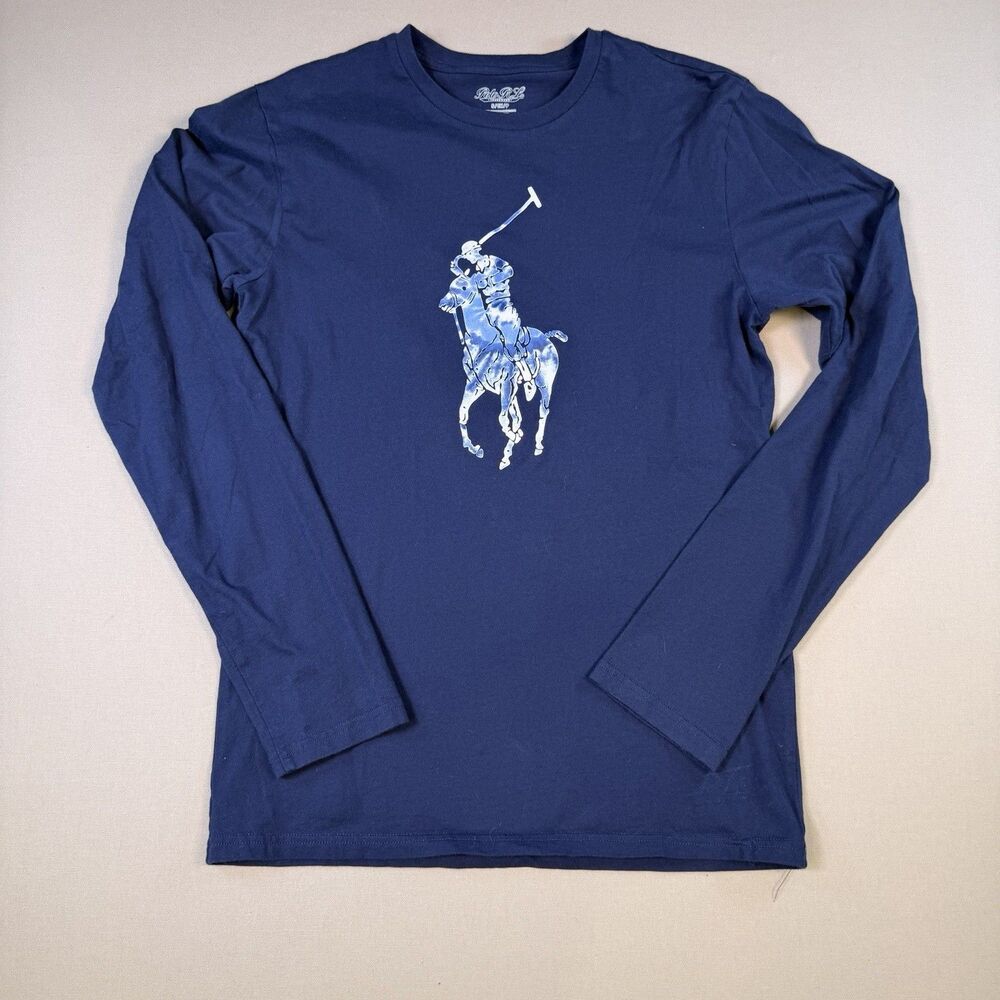 Polo Ralph Lauren Men's Small Classic Fit Long Sleeve Big Pony T-Shirt Blue